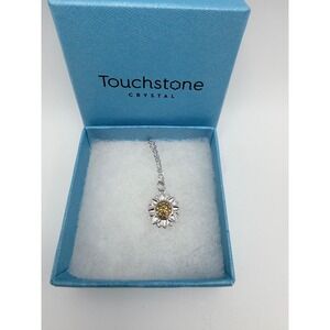 Touchstone Crystal by Swarovski Silver Tone Sunflower Pendant Necklace